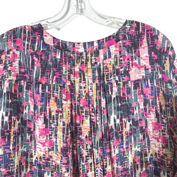 NYDJ Women’s XL 3/4 Sleeve Printed Pintucked Back Blouse Multicolor Print - Picture 9 of 12